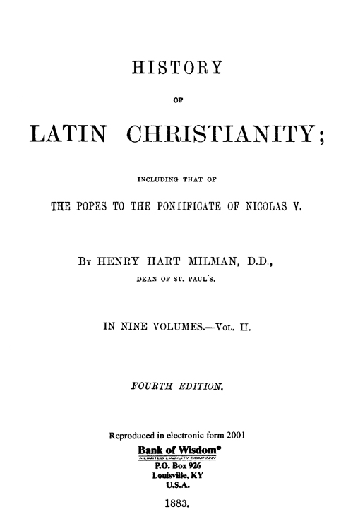 (image for) History of Latin Christianity, Vol. 2 of 9 Vols. - Click Image to Close